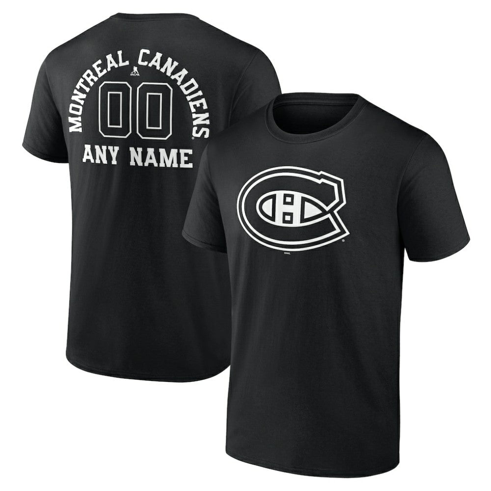 Montreal Canadiens Personalized Name & Number Monochrome T-Shirt - Black T-shirts