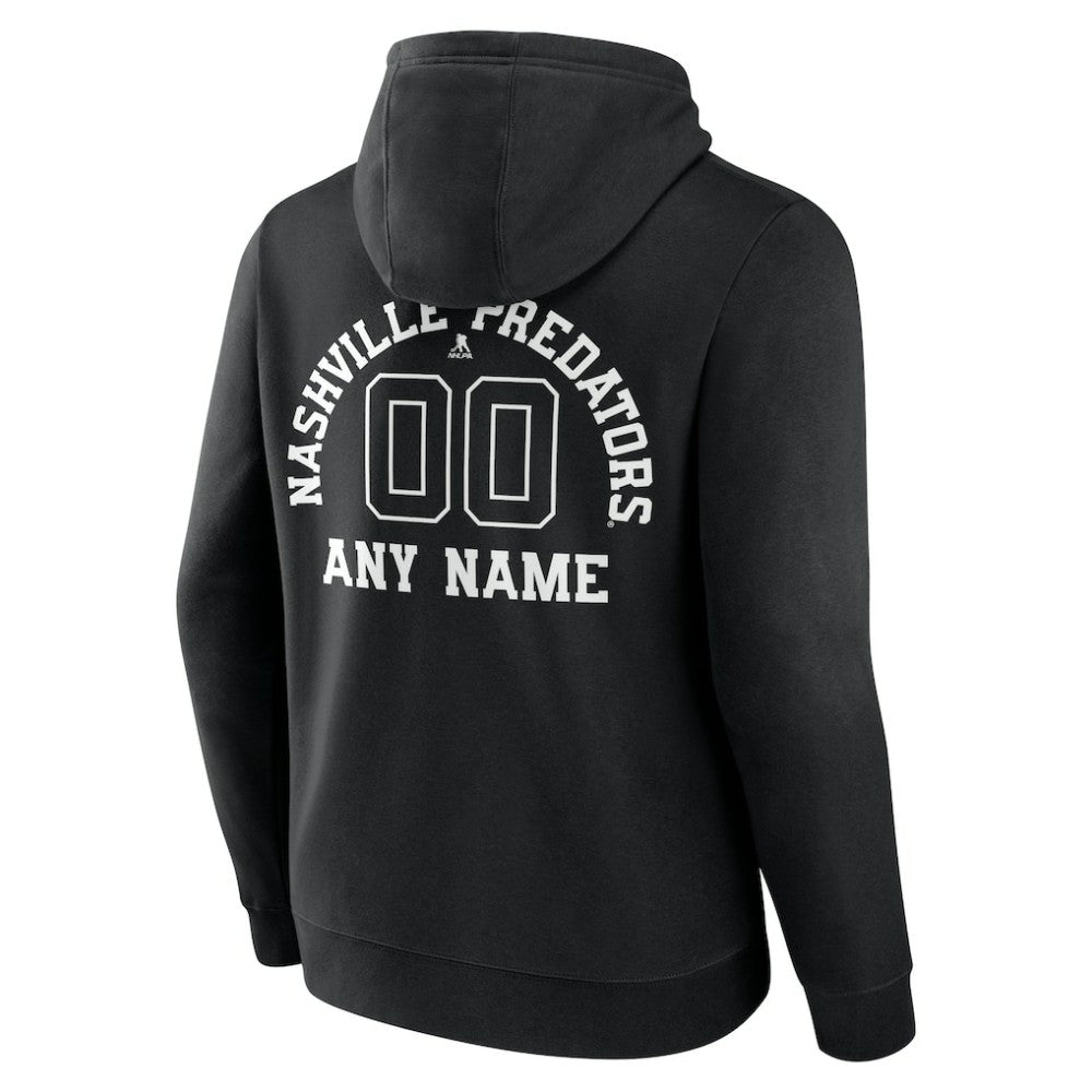 Nashville Predators Personalized Name & Number Monochrome Pullover Hoodie - Black Hoodies