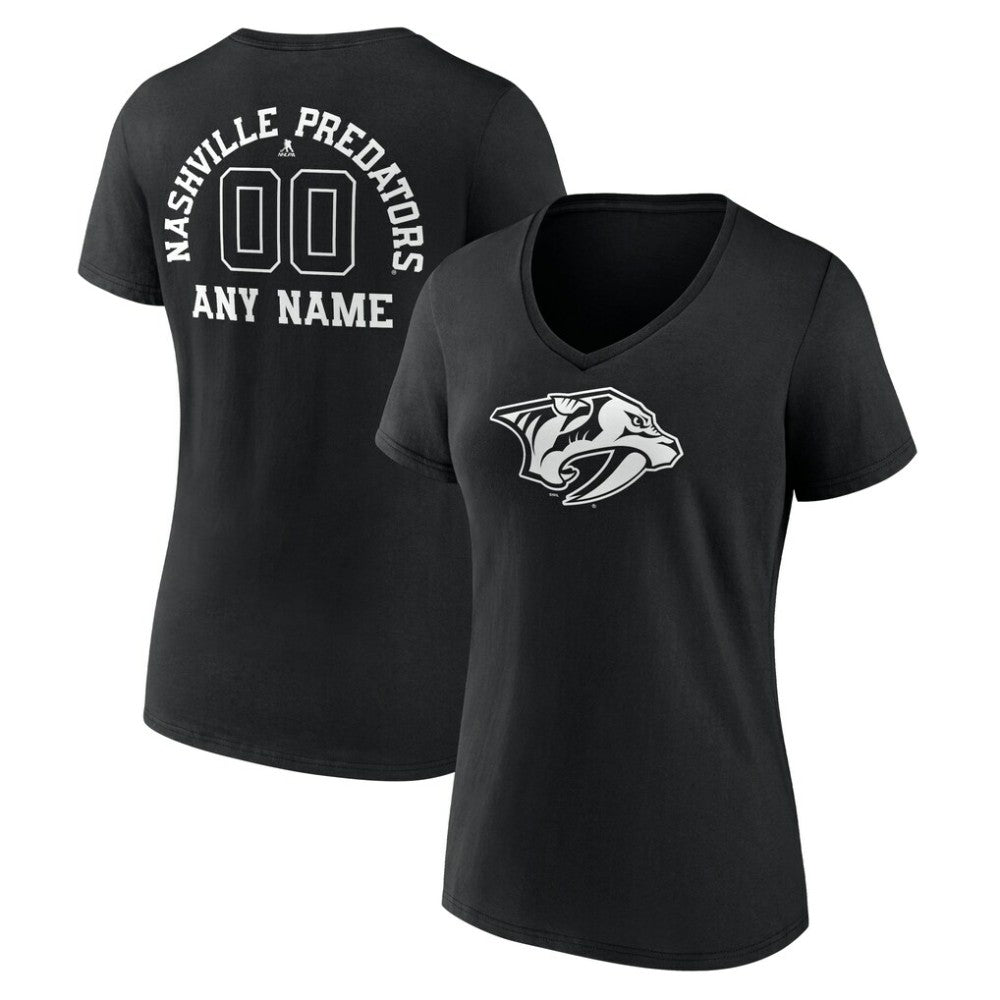 Nashville Predators Women's Personalized Name & Number Monochrome V-Neck T-Shirt - Black T-shirts