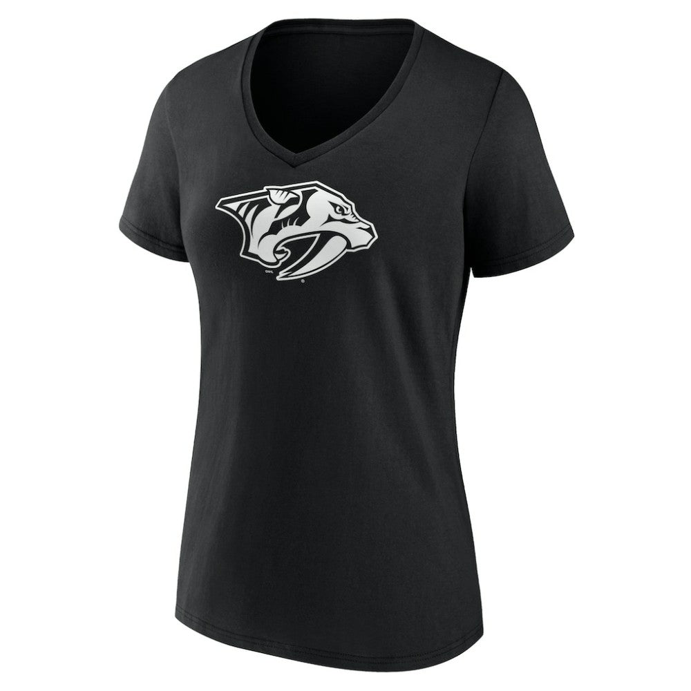 Nashville Predators Women's Personalized Name & Number Monochrome V-Neck T-Shirt - Black T-shirts