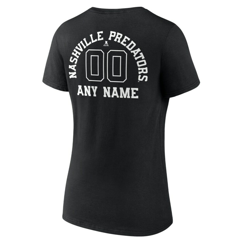 Nashville Predators Women's Personalized Name & Number Monochrome V-Neck T-Shirt - Black T-shirts