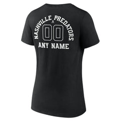 Nashville Predators Women's Personalized Name & Number Monochrome V-Neck T-Shirt - Black T-shirts