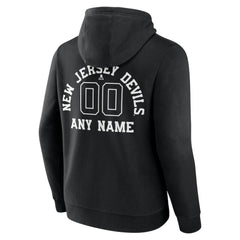 New Jersey Devils Personalized Name & Number Monochrome Pullover Hoodie - Black Jerseys