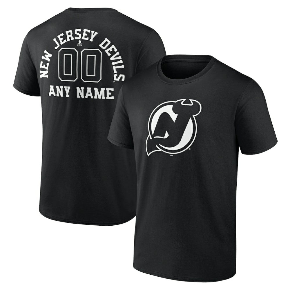 New Jersey Devils Personalized Name & Number Monochrome T-Shirt - Black T-shirts