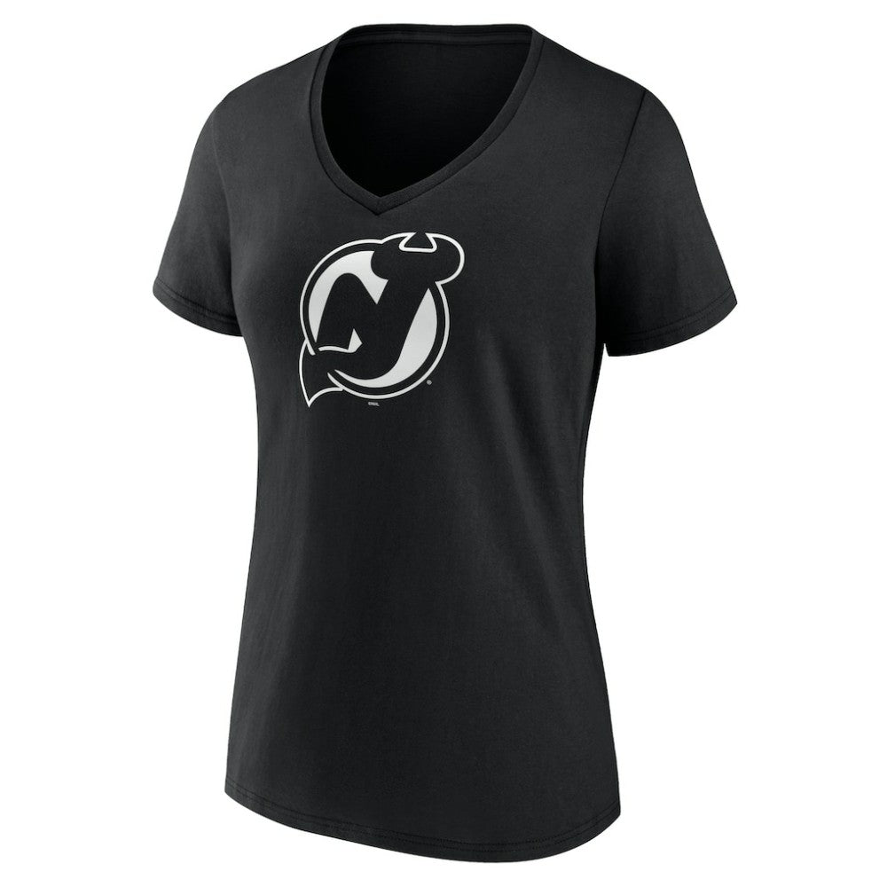 New Jersey Devils Women's Personalized Name & Number Monochrome V-Neck T-Shirt - Black T-shirts