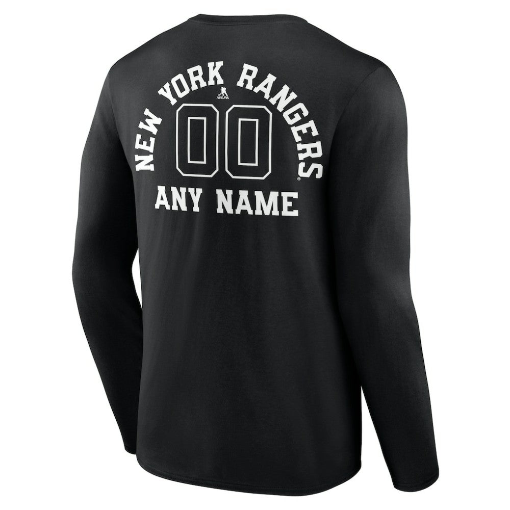New York Rangers Personalized Name & Number Monochrome Long Sleeve T-Shirt - Black T-shirts