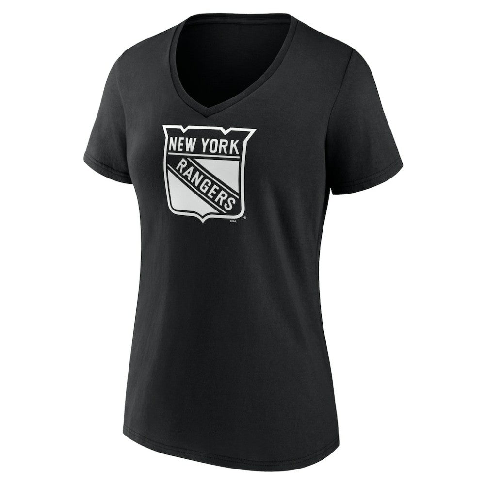 New York Rangers Women's Personalized Name & Number Monochrome V-Neck T-Shirt - Black T-shirts