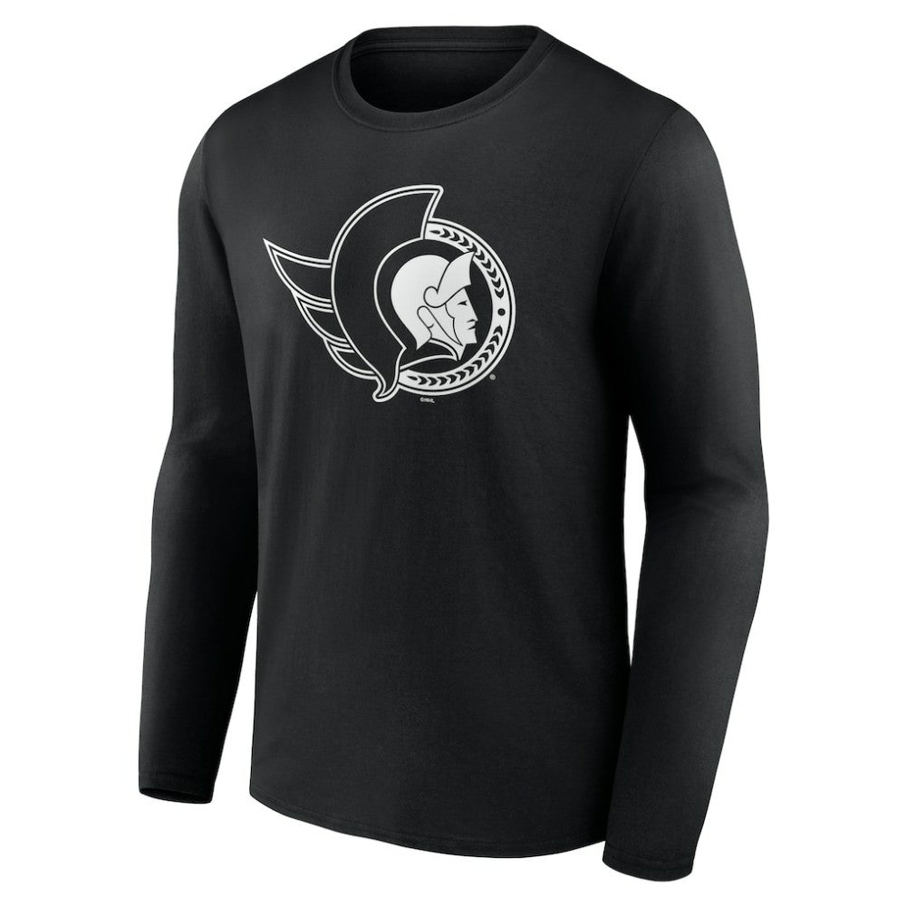 Ottawa Senators Personalized Name & Number Monochrome Long Sleeve T-Shirt - Black T-shirts