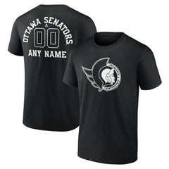 Ottawa Senators Personalized Name & Number Monochrome T-Shirt - Black T-shirts