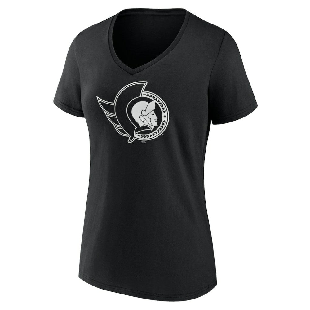 Ottawa Senators Women's Personalized Name & Number Monochrome V-Neck T-Shirt - Black T-shirts