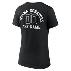 Ottawa Senators Women's Personalized Name & Number Monochrome V-Neck T-Shirt - Black T-shirts