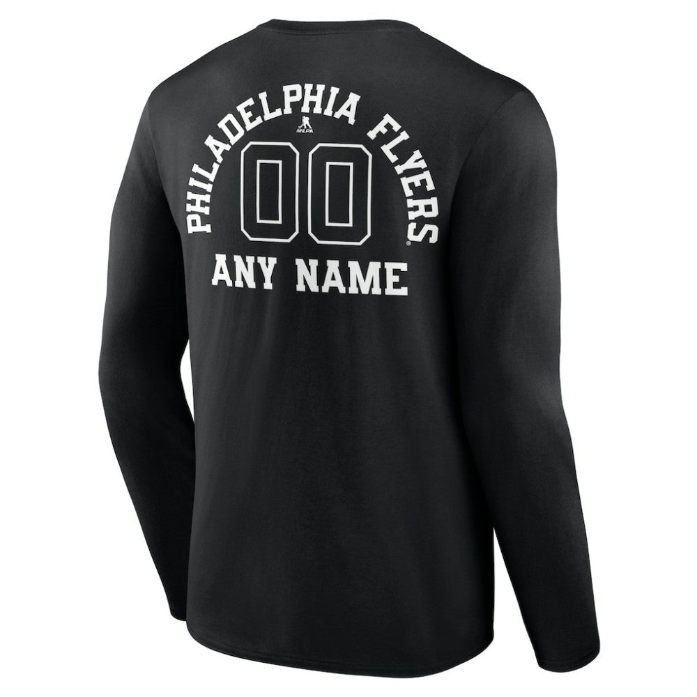 Philadelphia Flyers Personalized Name & Number Monochrome Long Sleeve T-Shirt - Black T-shirts