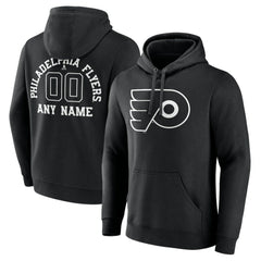 Philadelphia Flyers Personalized Name & Number Monochrome Pullover Hoodie - Black Hoodies