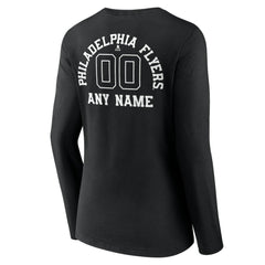 Philadelphia Flyers Women's Personalized Name & Number Monochrome Long Sleeve V-Neck T-Shirt - Black T-shirts