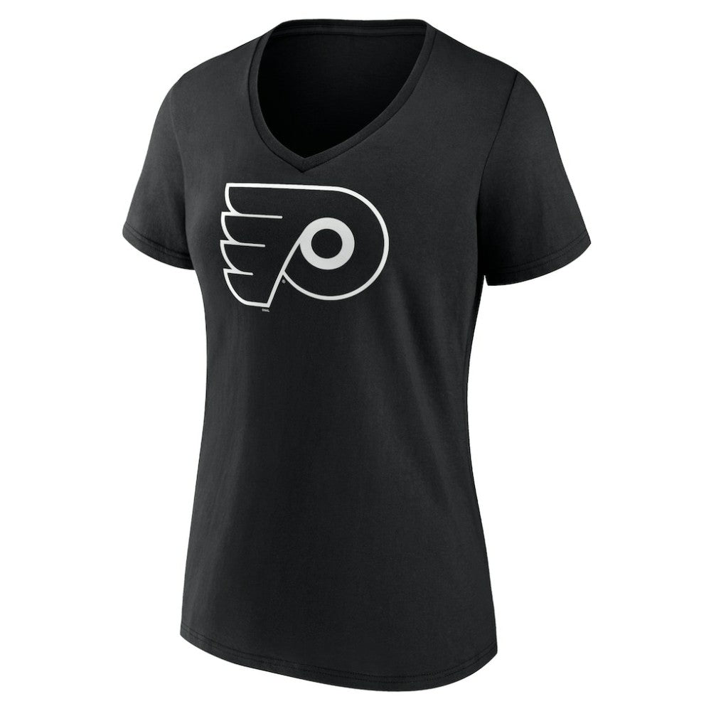 Philadelphia Flyers Women's Personalized Name & Number Monochrome V-Neck T-Shirt - Black T-shirts