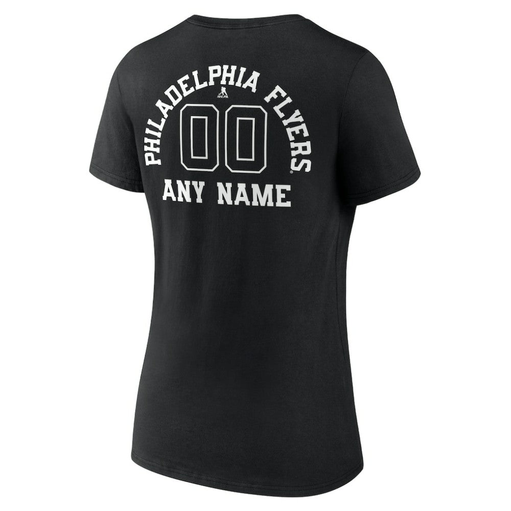 Philadelphia Flyers Women's Personalized Name & Number Monochrome V-Neck T-Shirt - Black T-shirts