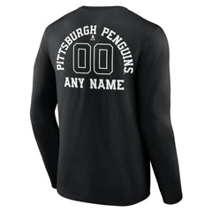 Pittsburgh Penguins Personalized Name & Number Monochrome Long Sleeve T-Shirt - Black T-shirts