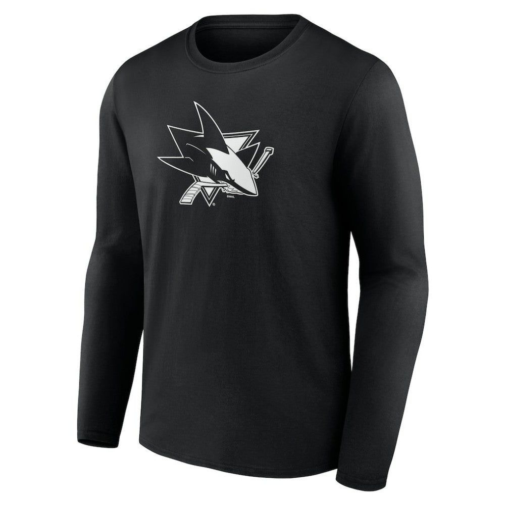 San Jose Sharks Personalized Name & Number Monochrome Long Sleeve T-Shirt - Black T-shirts