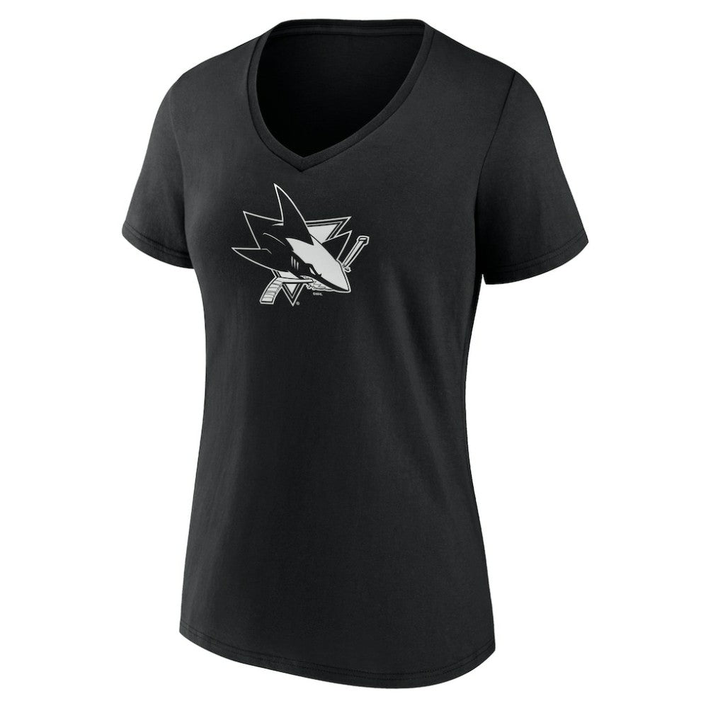San Jose Sharks Women's Personalized Name & Number Monochrome V-Neck T-Shirt - Black T-shirts