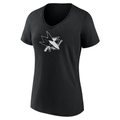 San Jose Sharks Women's Personalized Name & Number Monochrome V-Neck T-Shirt - Black T-shirts