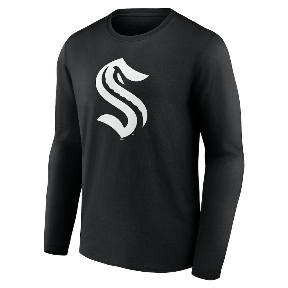 Seattle Kraken Personalized Name & Number Monochrome Long Sleeve T-Shirt - Black T-shirts