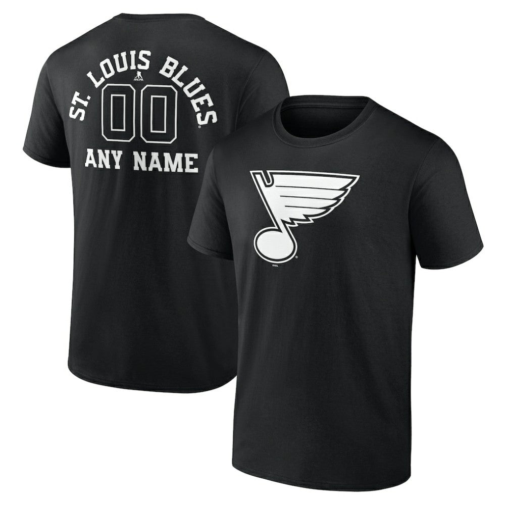 St. Louis Blues Personalized Name & Number Monochrome T-Shirt - Black T-shirts
