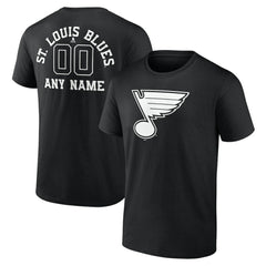 St. Louis Blues Personalized Name & Number Monochrome T-Shirt - Black T-shirts