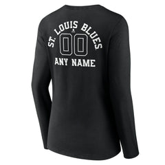 St. Louis Blues Women's Personalized Name & Number Monochrome Long Sleeve V-Neck T-Shirt - Black T-shirts
