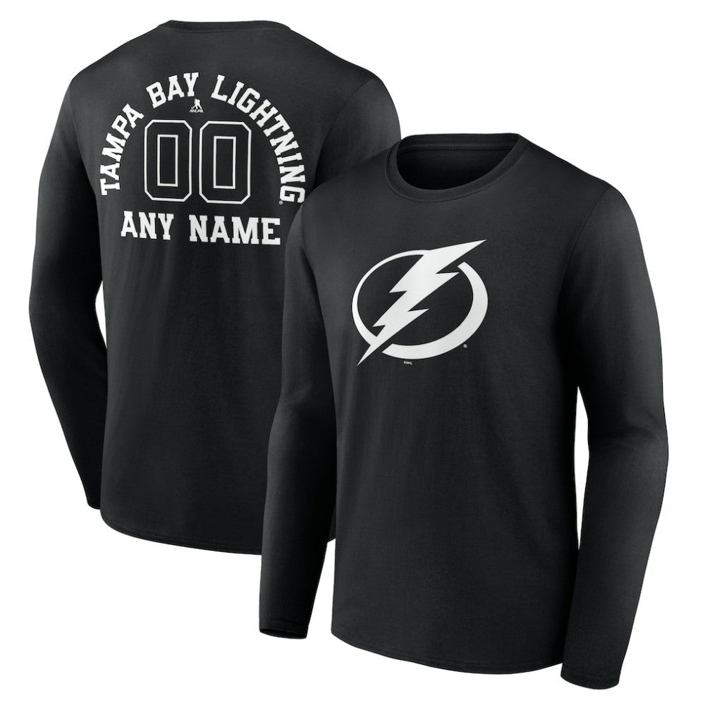 Tampa Bay Lightning Personalized Name & Number Monochrome Long Sleeve T-Shirt - Black T-shirts