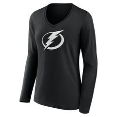 Tampa Bay Lightning Women's Personalized Name & Number Monochrome Long Sleeve V-Neck T-Shirt - Black T-shirts