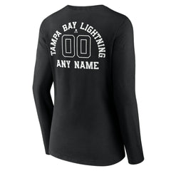 Tampa Bay Lightning Women's Personalized Name & Number Monochrome Long Sleeve V-Neck T-Shirt - Black T-shirts
