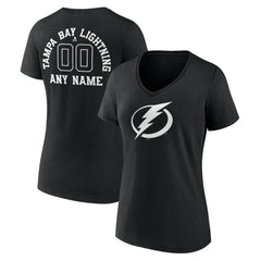 Tampa Bay Lightning Women's Personalized Name & Number Monochrome V-Neck T-Shirt - Black T-shirts