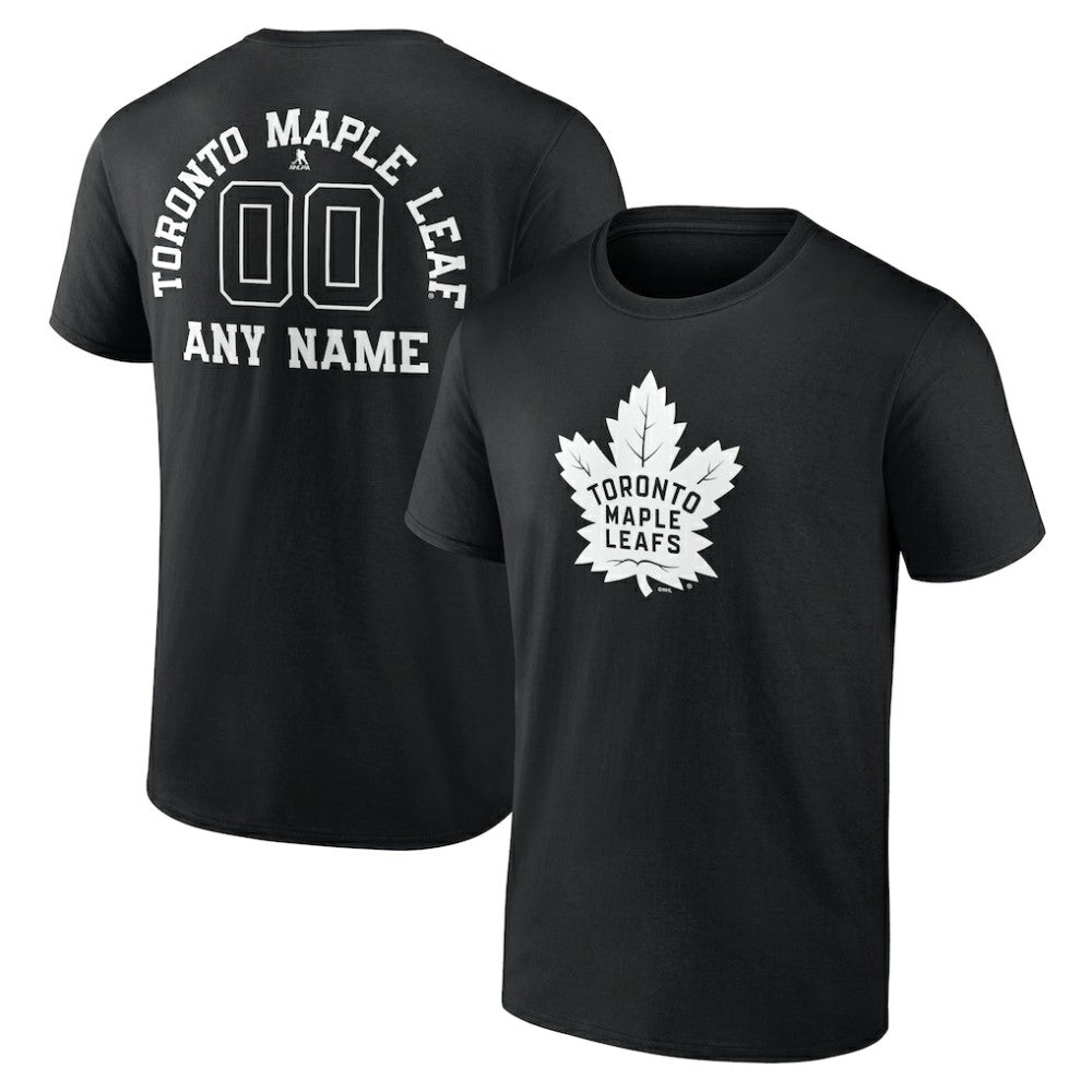 Toronto Maple Leafs Personalized Name & Number Monochrome T-Shirt - Black T-shirts