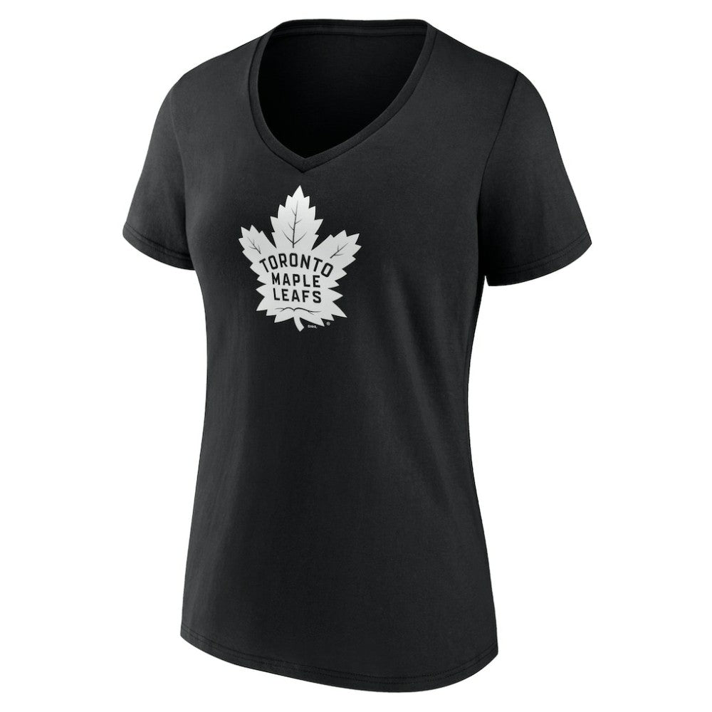 Toronto Maple Leafs Women's Personalized Name & Number Monochrome V-Neck T-Shirt - Black T-shirts