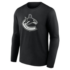 Vancouver Canucks Personalized Name & Number Monochrome Long Sleeve T-Shirt - Black T-shirts