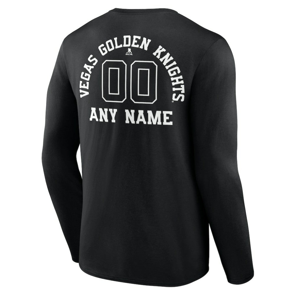 Vegas Golden Knights Personalized Name & Number Monochrome Long Sleeve T-Shirt - Black T-shirts