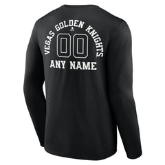 Vegas Golden Knights Personalized Name & Number Monochrome Long Sleeve T-Shirt - Black T-shirts