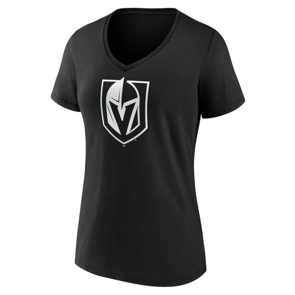 Vegas Golden Knights Women's Personalized Name & Number Monochrome V-Neck T-Shirt - Black T-shirts