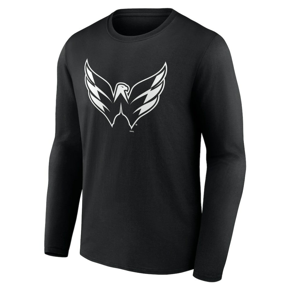 Washington Capitals Personalized Name & Number Monochrome Long Sleeve T-Shirt - Black T-shirts