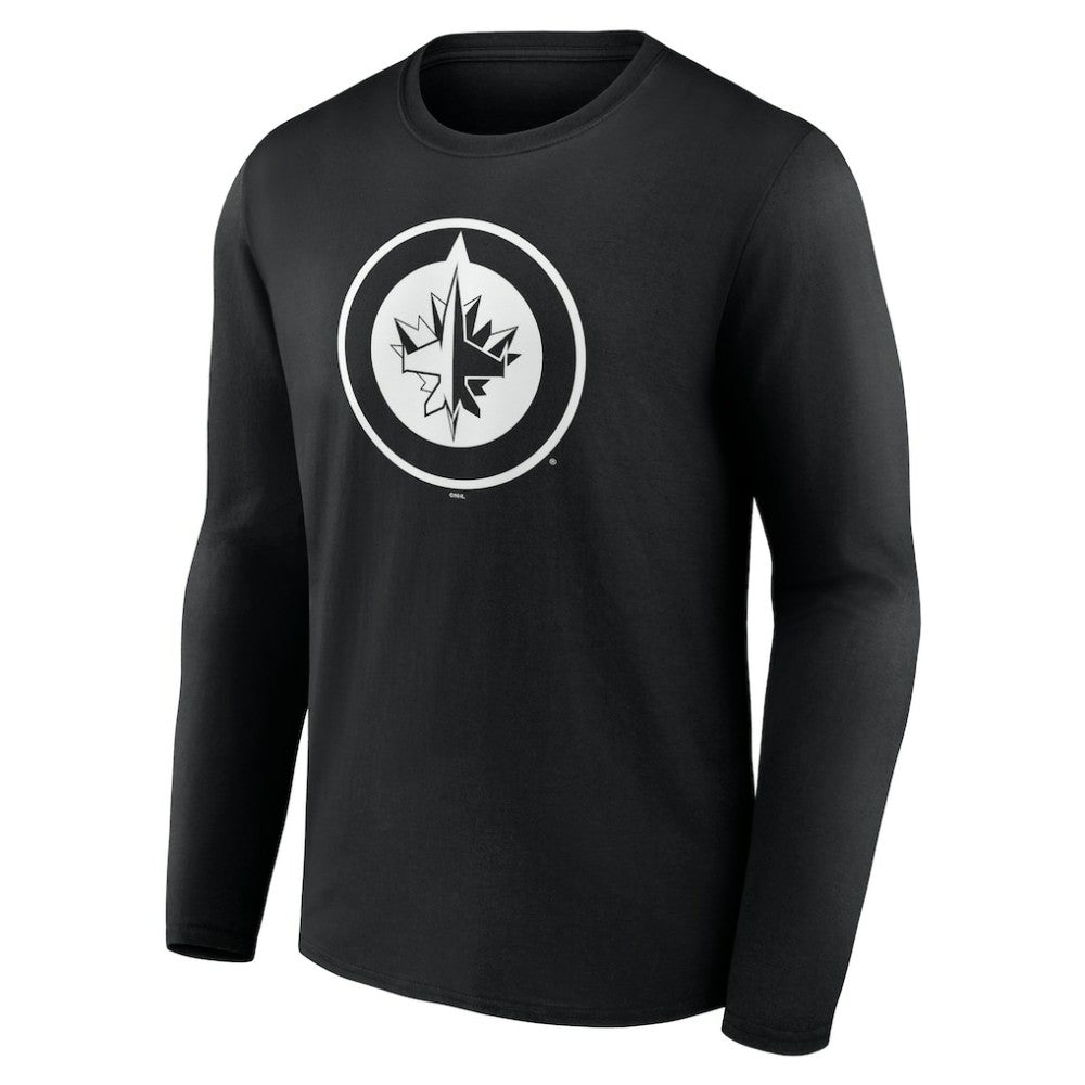 Winnipeg Jets Personalized Name & Number Monochrome Long Sleeve T-Shirt - Black T-shirts