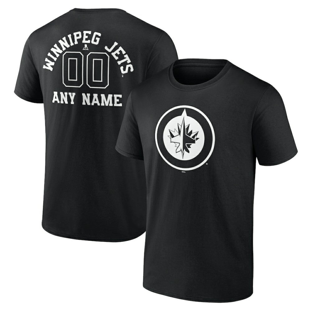 Winnipeg Jets Personalized Name & Number Monochrome T-Shirt - Black T-shirts