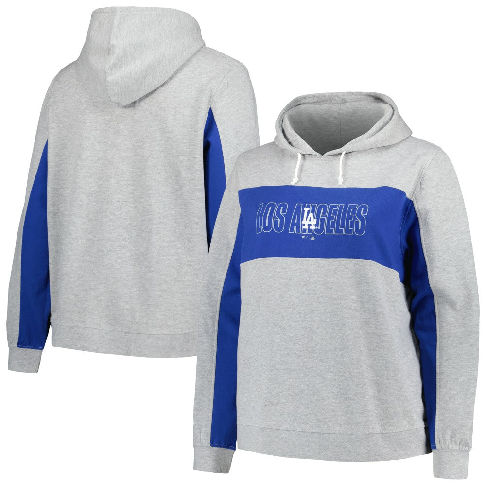 Los Angeles Dodgers Profile Women's Plus Size Pullover Jersey Hoodie Heather Gray