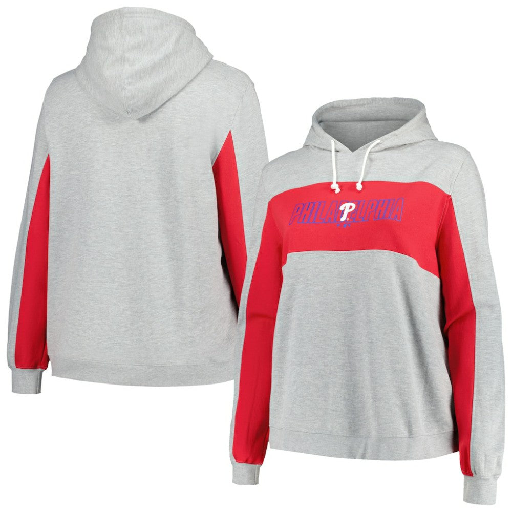 Philadelphia Phillies Profile Women's Plus Size Pullover Jersey Hoodie Heather Gray