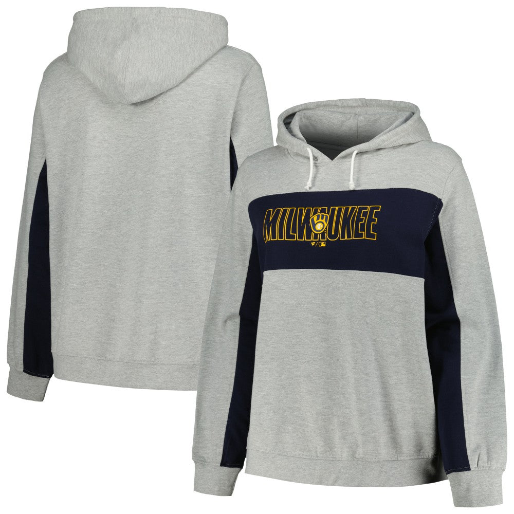 Milwaukee Brewers Profile Women's Plus Size Pullover Jersey Hoodie Heather Gray