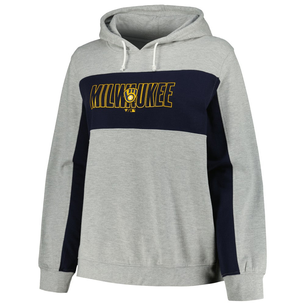 Milwaukee Brewers Profile Women's Plus Size Pullover Jersey Hoodie Heather Gray