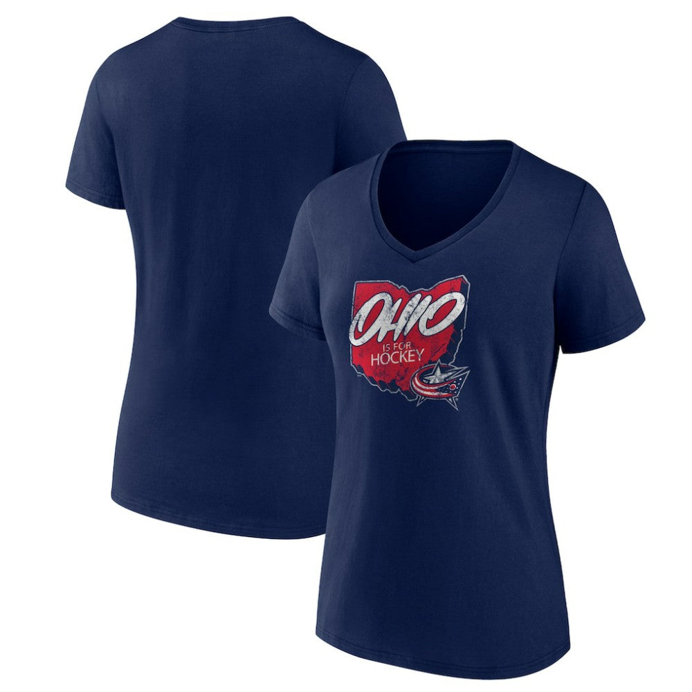 Columbus Blue Jackets Women's Native V-Neck T-Shirt - Navy T-shirts