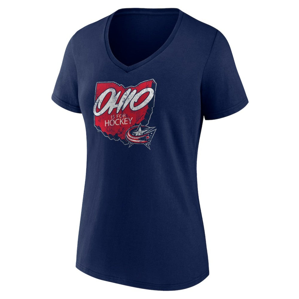 Columbus Blue Jackets Women's Native V-Neck T-Shirt - Navy T-shirts