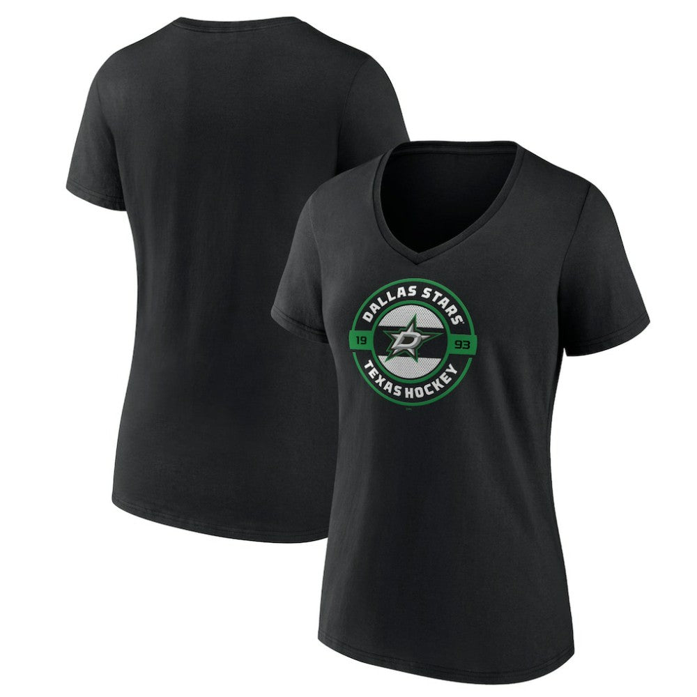 Dallas Stars Women's Native V-Neck T-Shirt - Black T-shirts