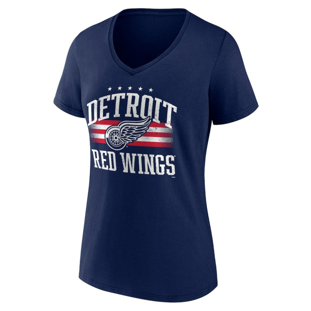 Detroit Red Wings Women's Americana Team V-Neck T-Shirt - Navy T-shirts