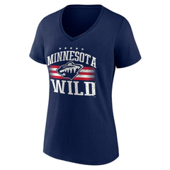 Minnesota Wild Women's Americana Team V-Neck T-Shirt - Navy T-shirts